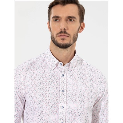 Kırmızı Slim Fit Uzun Kollu Gömlek