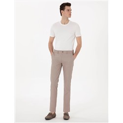 Koyu Bej Slim Fit Beli Lastikli Kanvas Pantolon
