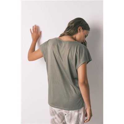 Camiseta holgada viscosa naranja lurex