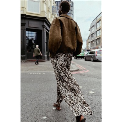 WIDE SATIN TROUSERS WITH BELT