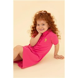 Kız Çocuk Fuşya Polo Yaka Örme Elbise