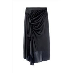 Falda asimétrica de seda Negro
