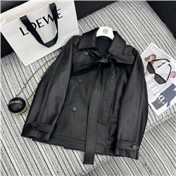 Новый стиль, куртка из овчины с длинными рукавами и лацканами, свободный стиль, кожаный галстук с бантом, дизайн 100%  Овчина высшего качества YB1:1 по индивидуальному заказу