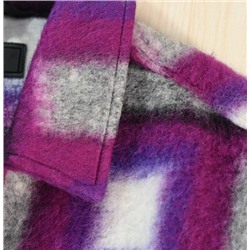 Женское модное однобортное шерстяное пальто с отворотом в клетку из шерстяной смеси с начесом