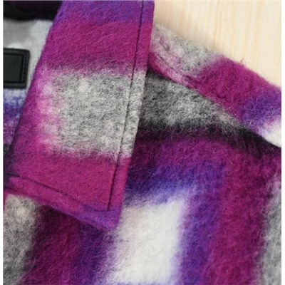 Женское модное однобортное шерстяное пальто с отворотом в клетку из шерстяной смеси с начесом