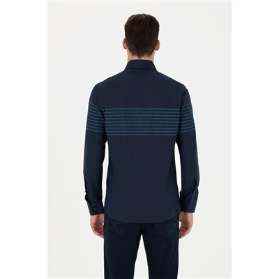 Erkek Lacivert Uzun Kollu Gömlek