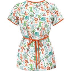 UA Day At The Zoo White Mock Wrap Scrub Top