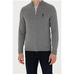 Erkek Gri Melanj Basic Triko Hırka