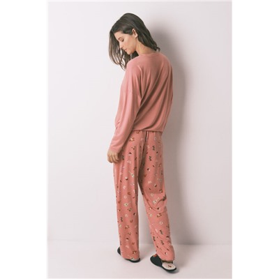 Pijama largo polar "La Catrina" rosa