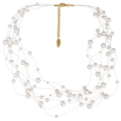 Колье Нежность (жемчуг белый 4-7мм; покрытие золото) 42-47cм, Есть комплект