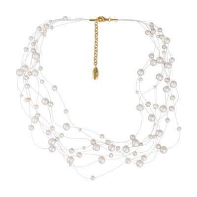 Колье Нежность (жемчуг белый 4-7мм; покрытие золото) 42-47cм, Есть комплект