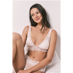 Sujetador triangular relleno encaje rosa FANTASTIC