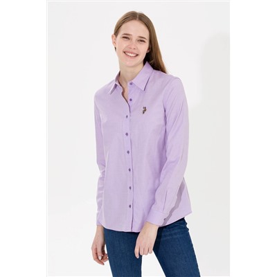 Kadın Lila Uzun Kollu Basic Gömlek