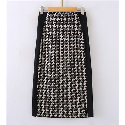 Юбка с контрастным жаккардовым узором «гусиная лапка»