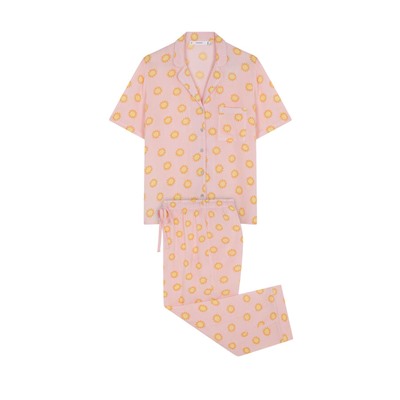 Pijama camisero Capri viscosa rosa soles