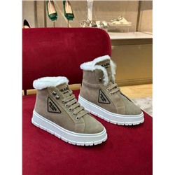 Зимние женские кеды  Prad*a    Тёплые и удобные  Натуральная шерсть и замша  Реплика 1:1