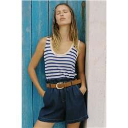 BELTED PAPER BAG BERMUDA SHORTS