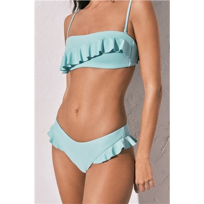 Braga bikini brasileña volantes azul