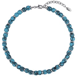 Колье Селена (говлит 8мм голубой; покрытие родий) 40-45см, Есть комплект