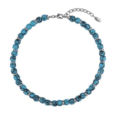 Колье Селена (говлит 8мм голубой; покрытие родий) 40-45см, Есть комплект