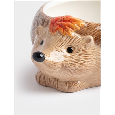 Конфетница, 21х15 см, керамика, коричневая, Еж с листом, Autumn forest