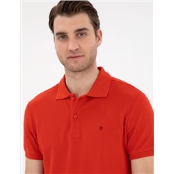 Kırmızı Slim Fit %100 Pamuk Polo Yaka Basic Tişört