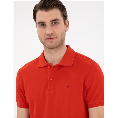Kırmızı Slim Fit %100 Pamuk Polo Yaka Basic Tişört