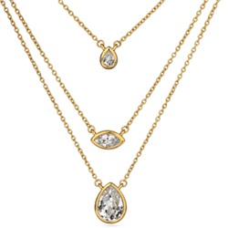 Колье Эйва (кристаллы SW белые; покрытие золото) 47см, Есть комплект