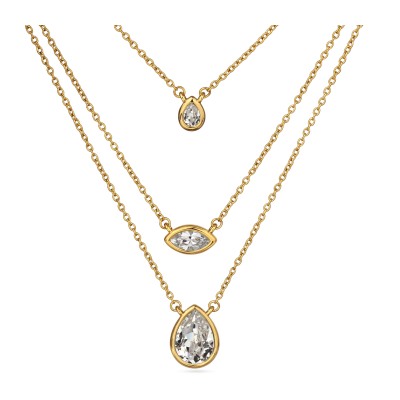 Колье Эйва (кристаллы SW белые; покрытие золото) 47см, Есть комплект