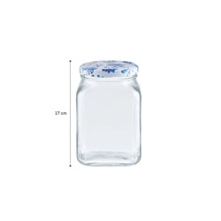 Rêve Bleu Fleur Kare Cam Kavanoz - 1600 ml