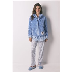 Bata corta polar Mickey azul estampado