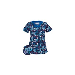 UA Mystic Garden Navy Print Scrub Top