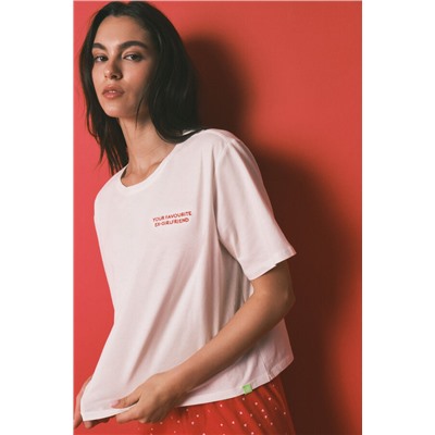 Pijama largo 100% algodón estampado blanco