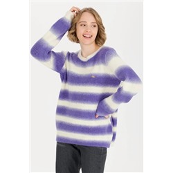 Kadın Lila Bisiklet Yaka Kazak