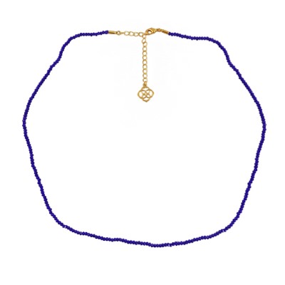 Колье 45-50см (шпинель 1мм синяя; покрытие золото)