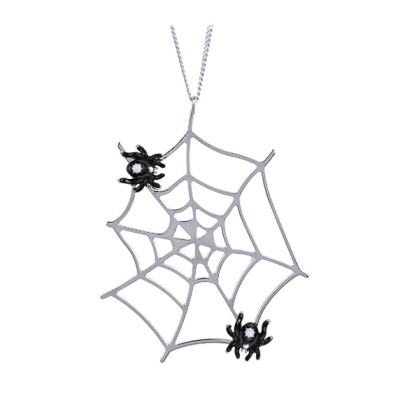 Кулон Паук (эмаль черная, белая; покрытие родий) 75см, Есть комплект