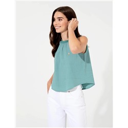 Koyu Mint Kolsuz Comfort Fit Bluz