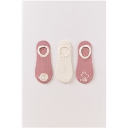 Pack 3 calcetines slip on Snoopy rosa