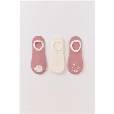 Pack 3 calcetines slip on Snoopy rosa