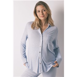 Pijama camisero largo "maternity" super soft azul