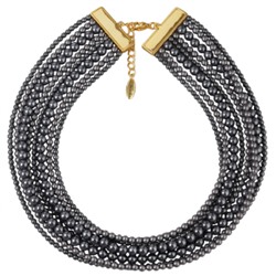 Колье Виктория (Майорка темно-серая 3-6мм; покрытие золото) 36-40см, Есть комплект