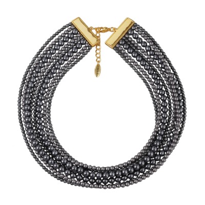 Колье Виктория (Майорка темно-серая 3-6мм; покрытие золото) 36-40см, Есть комплект