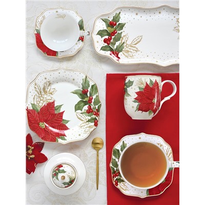 Сахарница, 0,25 л, Пуансеттия и ягоды