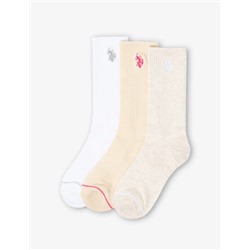 LADIES 3PK NEUTRAL COMBO ASSORTED CREW SOCKS