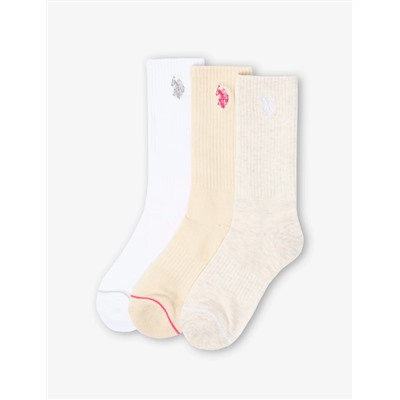 LADIES 3PK NEUTRAL COMBO ASSORTED CREW SOCKS