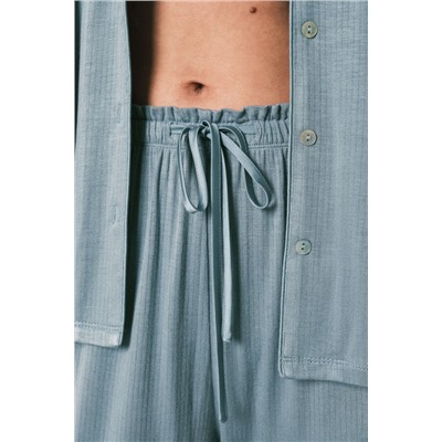 Pijama camisero Capri tacto suave azul