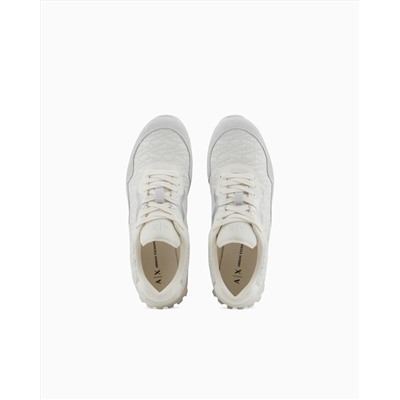 Sneakers with allover logo inserts