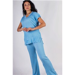 Вязаный хлопковый костюм Джемпер + Брюки палаццо, арт.219-АТ