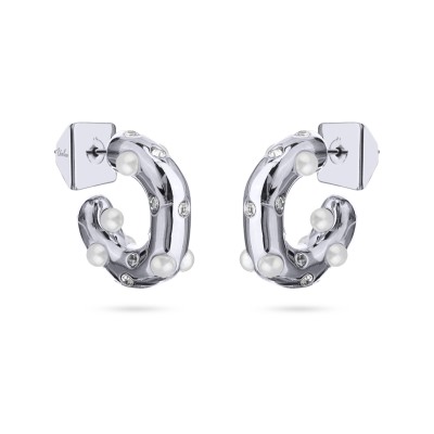 Серьги Просекко (Майорка, кристаллы SW белые; покрытие родий), Есть комплект