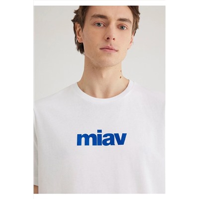 Mavi Miav Baskılı Beyaz Tişört Regular Fit / Normal Kesim 067153-620